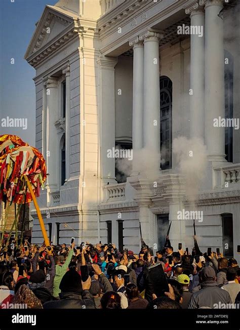 March Kathmandu Bagmati Nepal Nepali People Hoist A