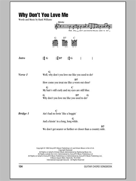 Why Dont You Love Me By Hank Williams Sheet Music For Guitar Chords