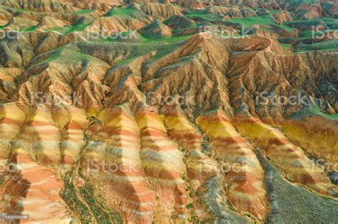 Aerial View Of Danxia Landform At Zhangye National Geopark Stock Photo - Download Image Now - iStock