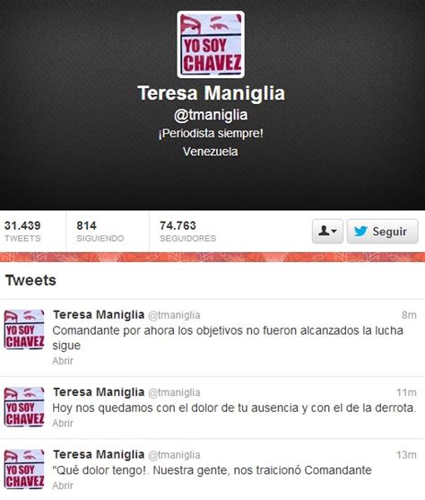 Hackearon Cuenta De Twitter De Teresa Maniglia