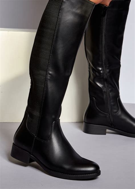 Black flat knee high boots - Shoelace - Women’s Shoes, Bags and Fashion