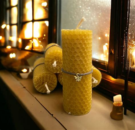 Small Rolled Yellow Beeswax Candle Beeswax Bay Farm