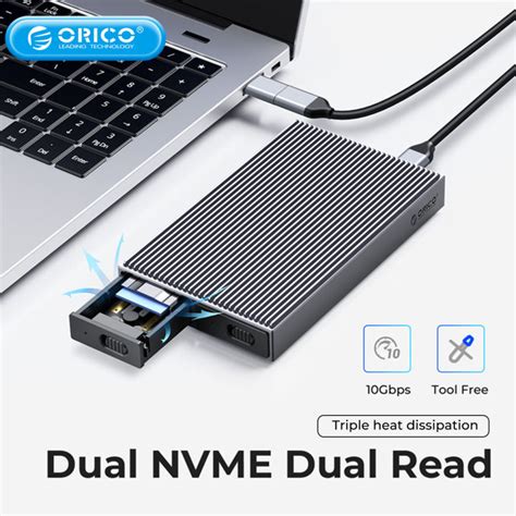 ORICO Dual Bay M2 NVMe SSD Case Aluminum 10Gbps For M Key M B Key NVMe