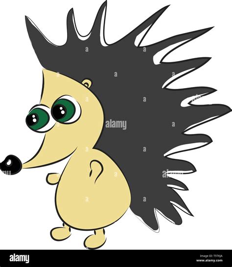 A brown-colored hedgehog with black spine-like hair and bulging eyes ...