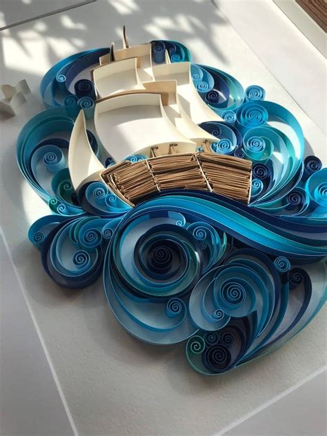 Quilling Templete Ship In Waves Quilling Art Quilling Etsy In