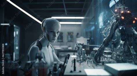 Ai Artificial Intelligence Model Roboter Working In Laboratory Ai