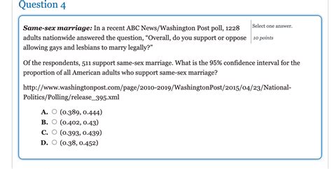 Solved Question Select One Answer Same Sex Marriage In A Chegg