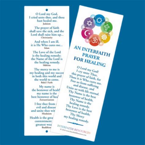 Interfaith Prayer For Healing Bookmarks Interfaith Resources