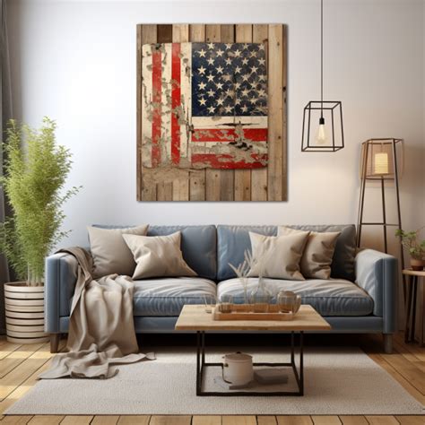 Artistic Expression Of A Burnt Wooden American Flag Wooden American Flags