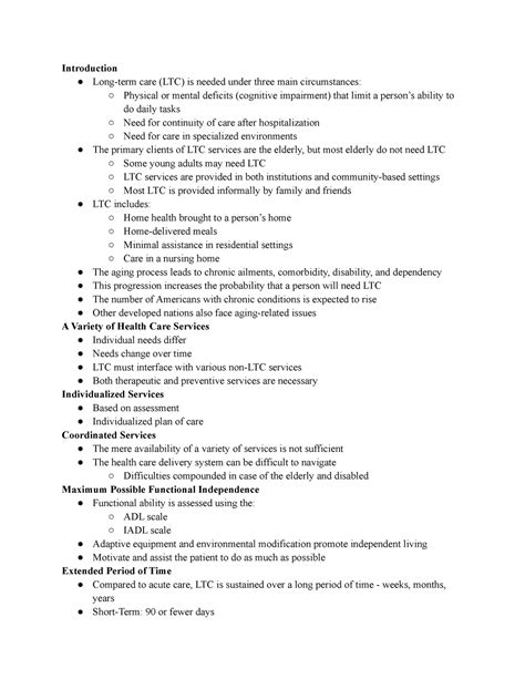 Ch 10 Long Term Care Services Introduction Long Term Care Ltc Is