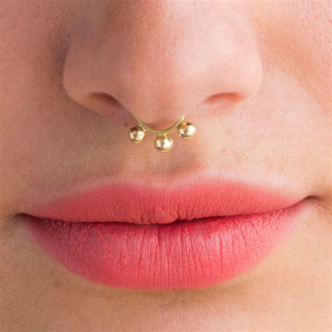 Gold Septum Ring Nose Ring 14k Gold Septum Septum Jewelry Etsy Israel