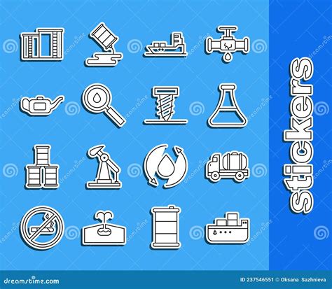 Set Line Oil Tanker Ship Tanker Truck Petrol Test Tube Drop