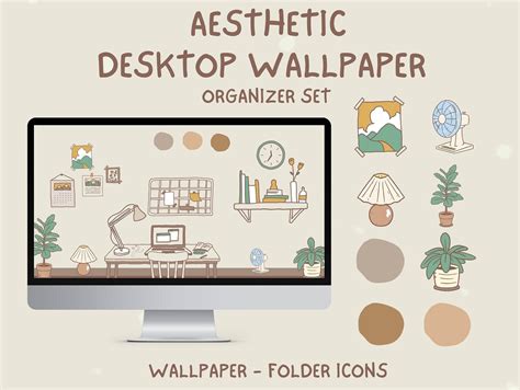 Aesthetic Computer Desktop Theme Background Wallpaper Organizer Set Folder Icons - Etsy