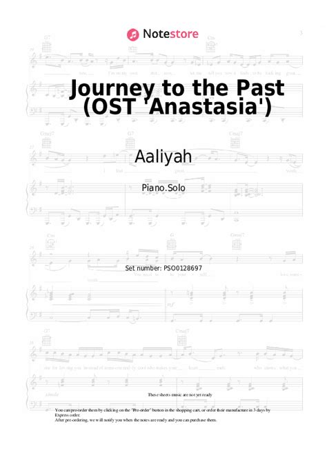 Journey to the Past (OST 'Anastasia') piano sheet music Aaliyah in Note ...