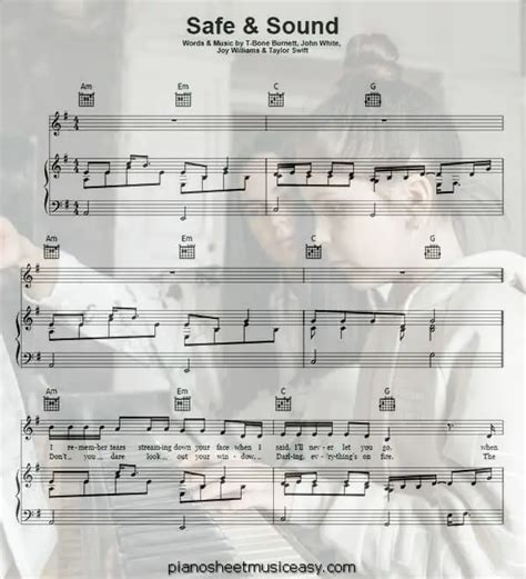 safe and sound sheet music - E minor