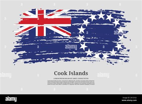 Cook Islands Flag With Brush Stroke Effect And Information Text Poster