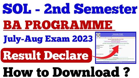 Du Sol Second Semester Ba Prog Result Declare Sol Nd Semester