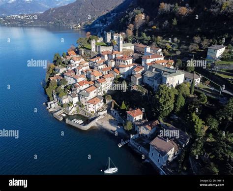 Aerial View Of Corenno Plinio A Village On Lake Como Stock Photo Alamy