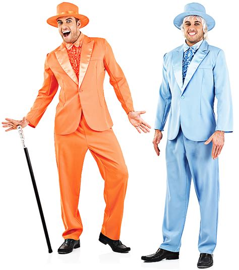 Dumb And Dumber Suit Adult Fancy Dress Mens Harry And Lloyd Stag Do Pimp