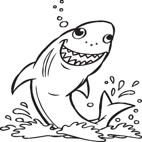 Funny shark coloring pages. Shark outline for coloring book 43225850 ...