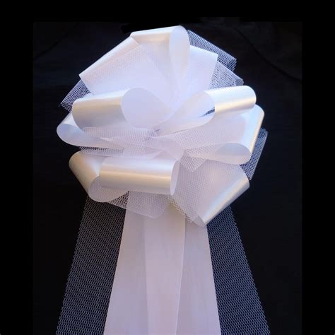 White Tulle Wedding Pew Pull Bows Decorations 9 Wide Etsy