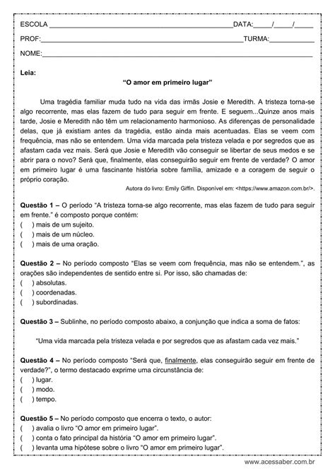 Periodo Simples E Composto Atividades