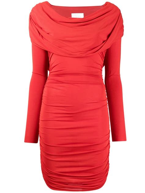 Giuseppe Di Morabito Cowl Neck Ruched Minidress Red Farfetch