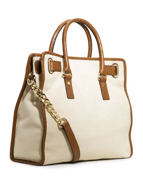 Lyst Michael Kors Large Hamilton Canvas Tote In Natural