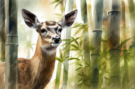 Premium AI Image | A deer in a bamboo forest