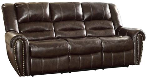 Center Hill Dark Brown Power Double Reclining Sofa From Homelegance