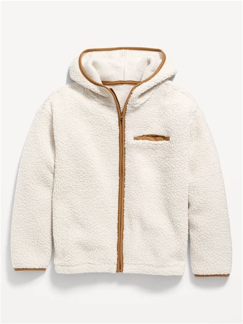 Sherpa Zip Front Hooded Jacket For Boys Old Navy