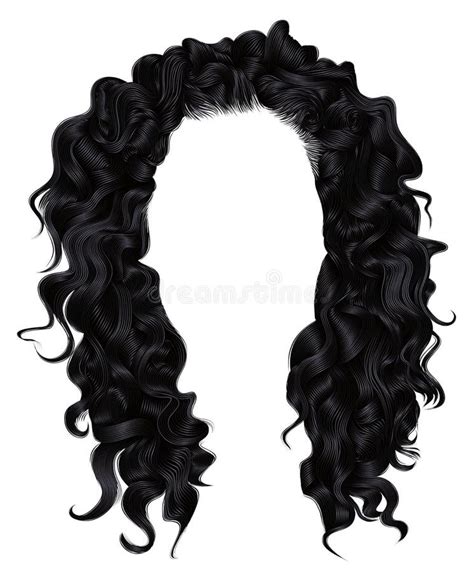 Long Curly Hairs Brunette Black Dark Colors Beauty Fashion Stock Illustration Illustration Of