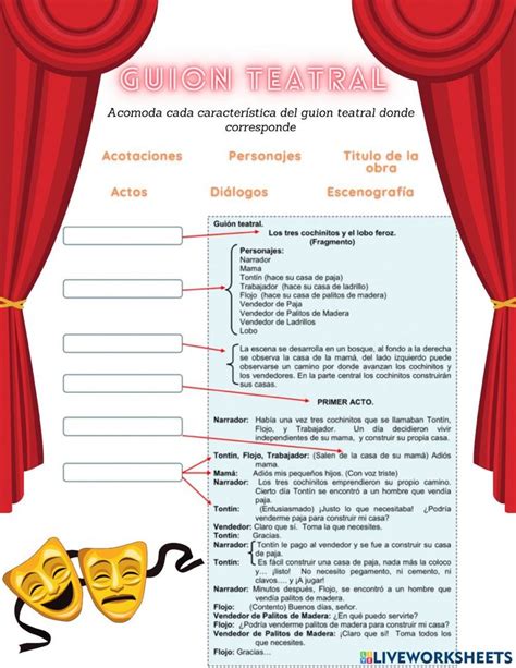 Guion Teatral Worksheet Genero Dramatico Actividades Para Primaria