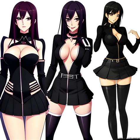 Anime Hot Girl Tight Black Miniskirt Different Outfits Arthub Ai