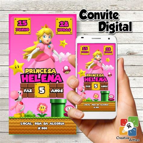 Convite Digital Princesa Peach Elo Produtos Especiais