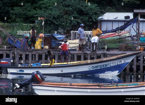 St Lucia Castries Harbour Of Fishing Boats Stock Photo Alamy