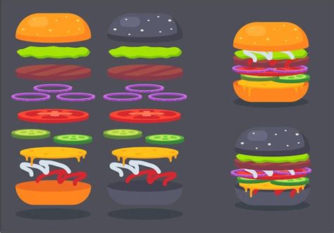 Premium Vector Large Vector Set Of Ingredients For Creation Burgers