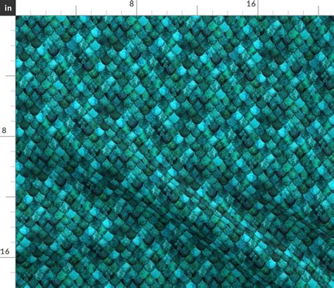 Small Dark Teal Mermaid Or Dragon Fabric Spoonflower