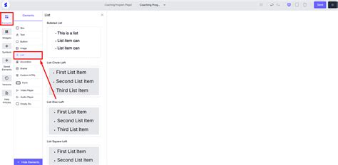 create lists  list element