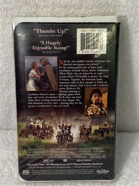 The Three Musketeers Vhs Charlie Sheen Kiefer Sutherland