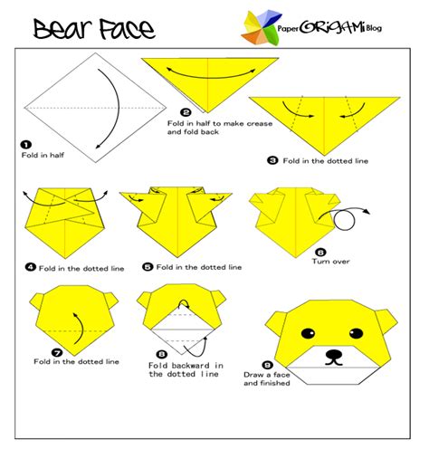 Easy Origami Bear Face Paper Origami Guide