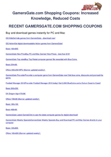 Gamersgate.com shopping coupons by Ben Olsen - Issuu