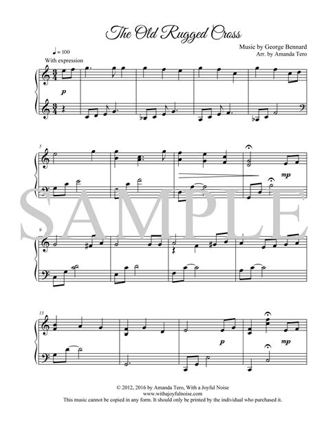 The Old Rugged Cross Printable Vintage Hymn Sheet Music Vintage