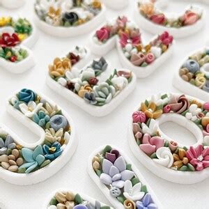 Floral Letters Polymer Clay Letters Letters of the Alphabet - Etsy