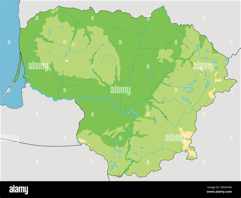 Highly Detailed Lithuania Physical Map Stock Vector Image Art Alamy