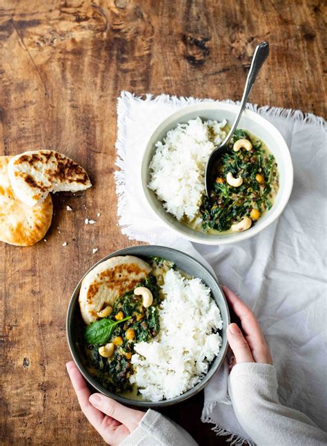 Dhal de lentilles aux épinards curry vert lait de coco Recette de