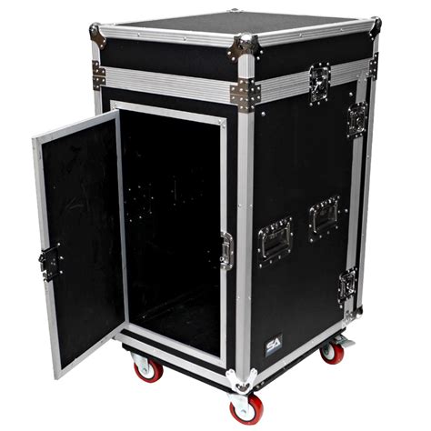 16 Space Rack Case with 10 Space Slant Mixer Top and DJ Work Table ...