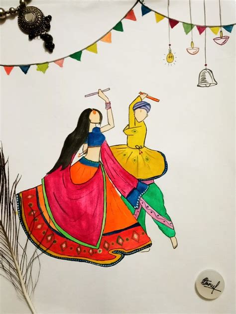 Navratri drawing or art | Easy drawings, Easy mandala drawing, Navratri painting ideas