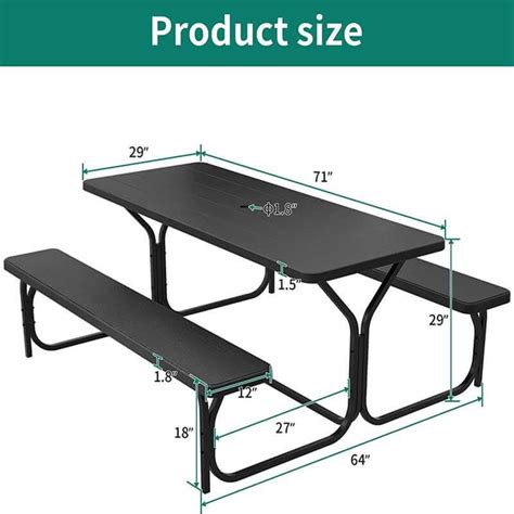 Yitahome 6ft Heavy Duty Resin Tabletop Stable Steel Frame Picnic