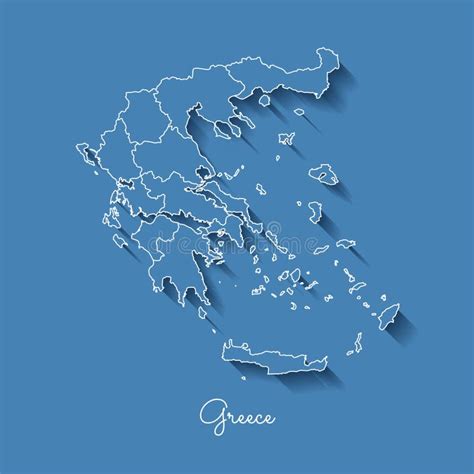 Greece Region Map Blue With White Outline And Stock Vector